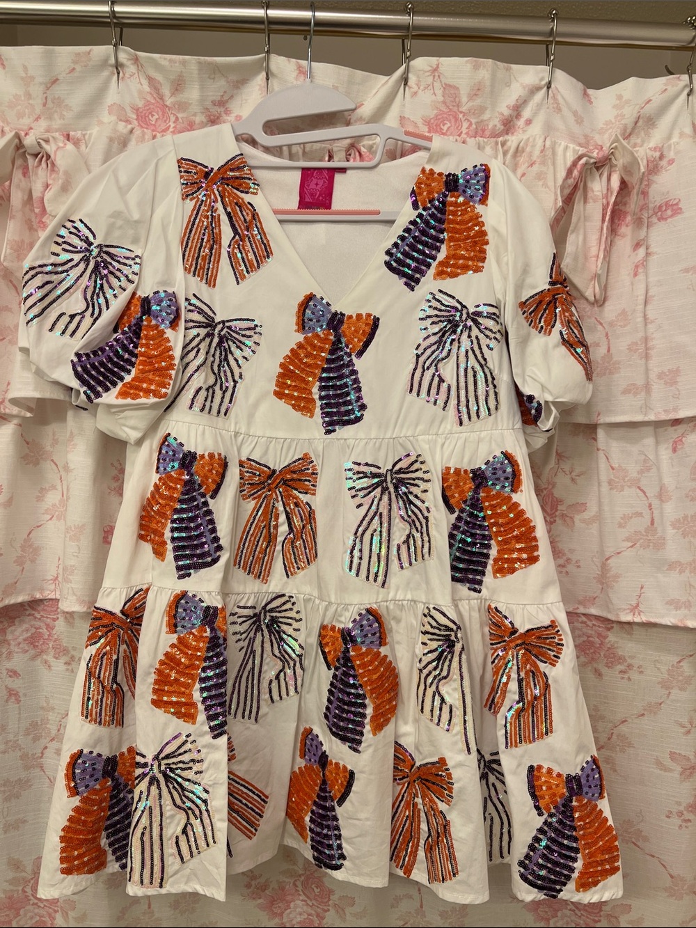 Queen of Sparkles | Purple & Orange Bow Dress.